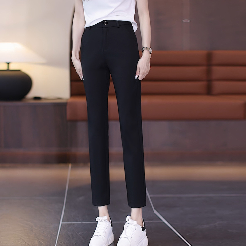 时尚九分垂感休闲烟管裤女2026年春秋季爆款高腰显瘦百搭直筒裤子详情图